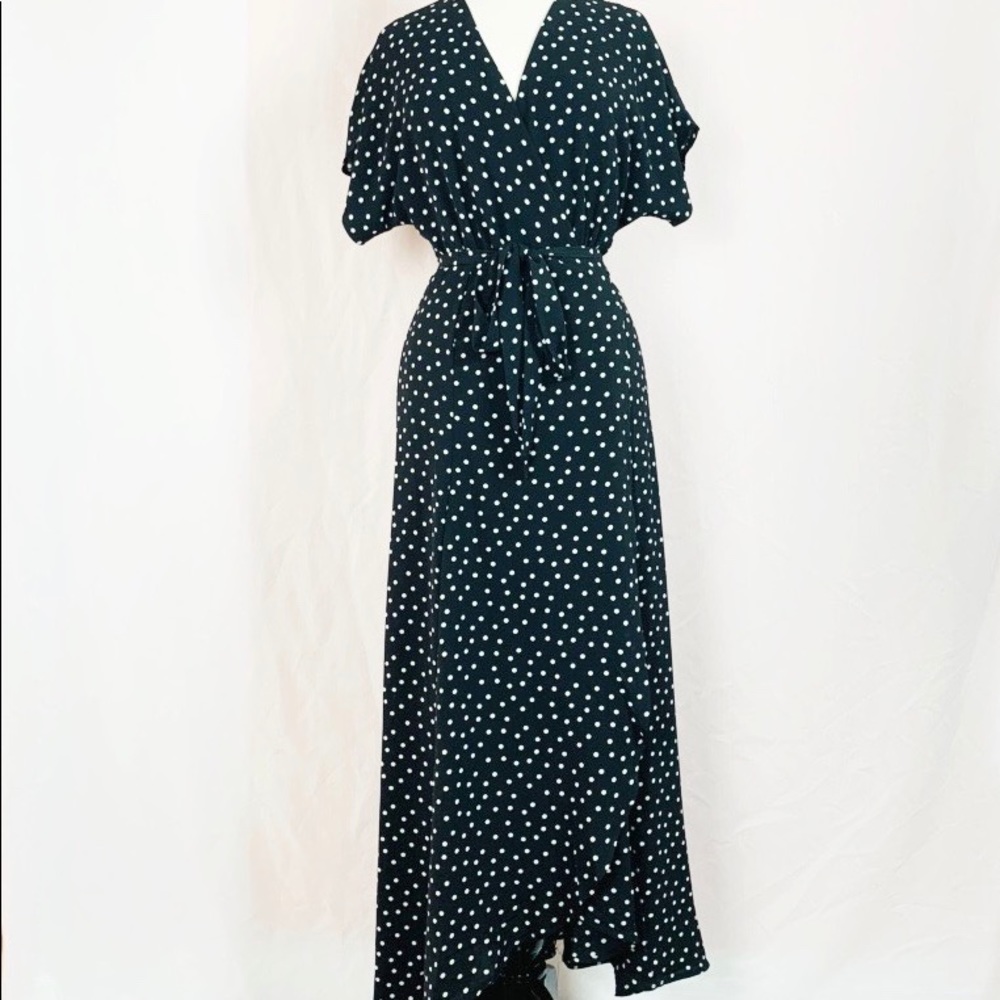 Bobeau polka dot wrap dress size S